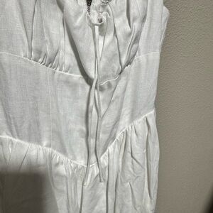 Reformation White Tiered Midi Dress with Tie Front